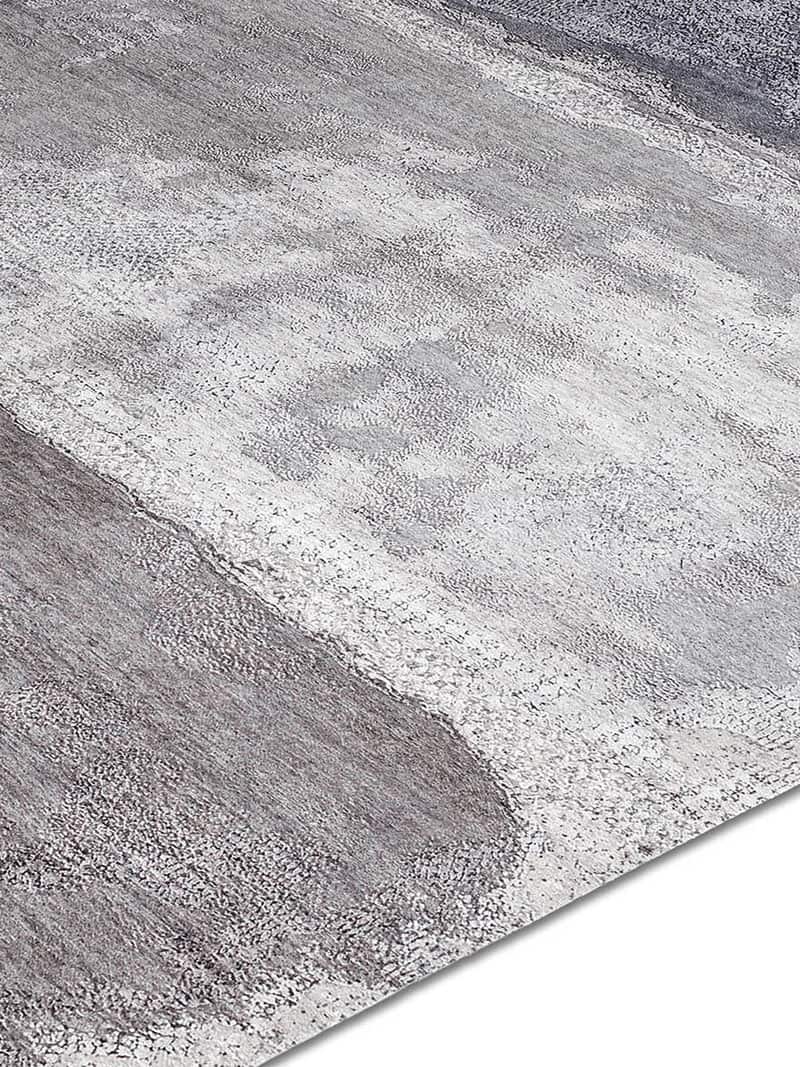 Zilver wit grijs handgeweven vloerkleed | Maat: 300 × 400 cm
