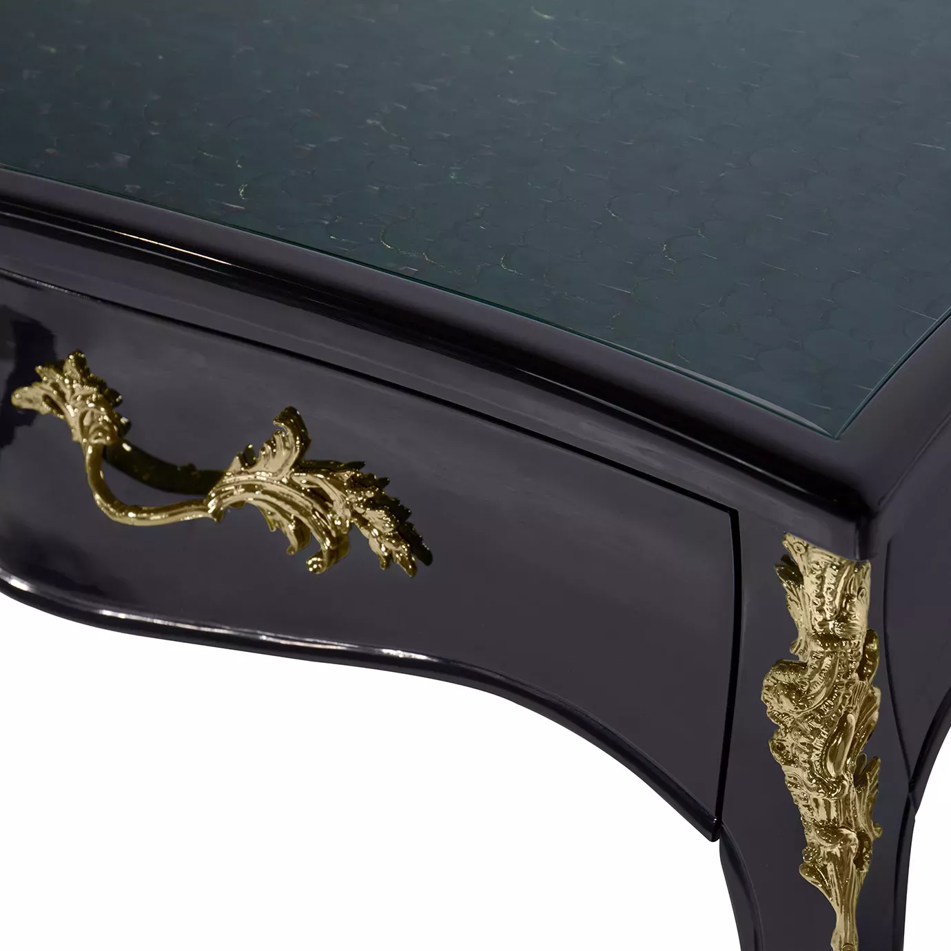 Exotisch pauwenveren Ormolu bureau