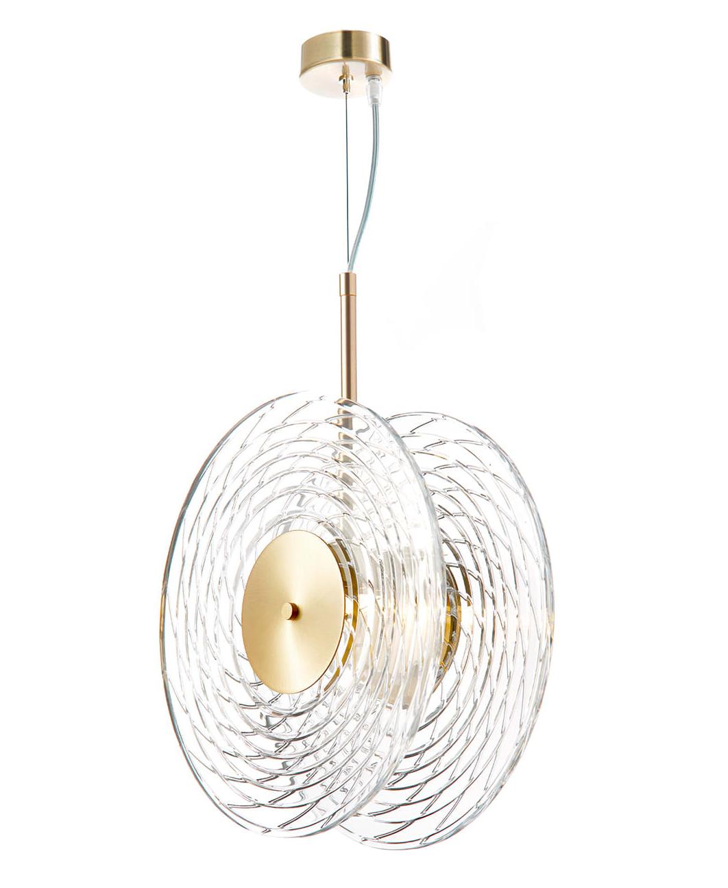Lustre double disque Ripple en cristal