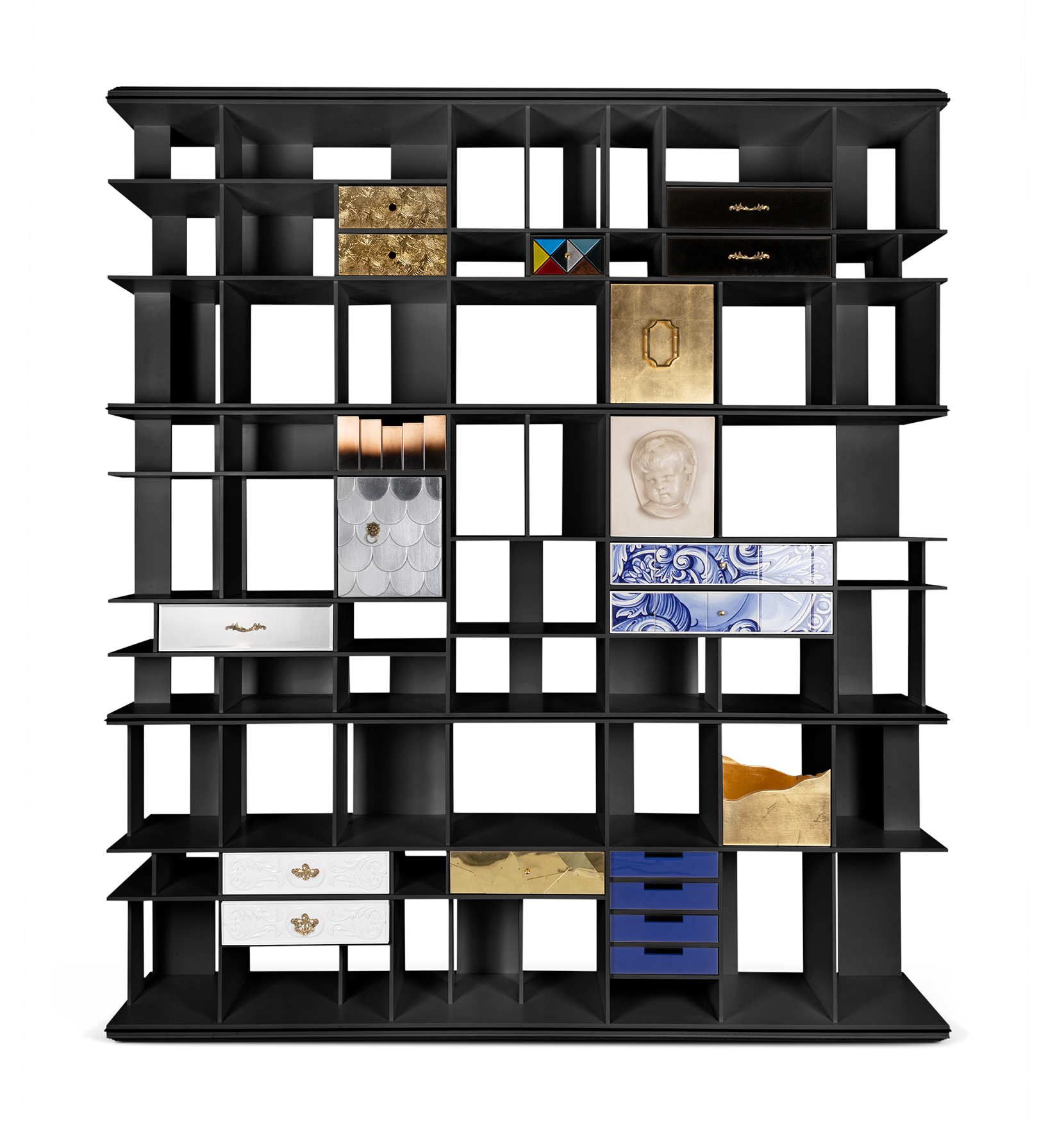 Curator zwarte boekenkast