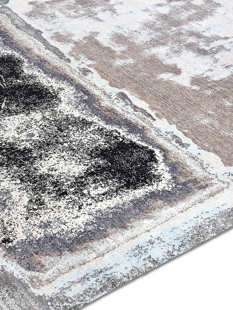 Zilver grijs abstract handgemaakt luxe vloerkleed