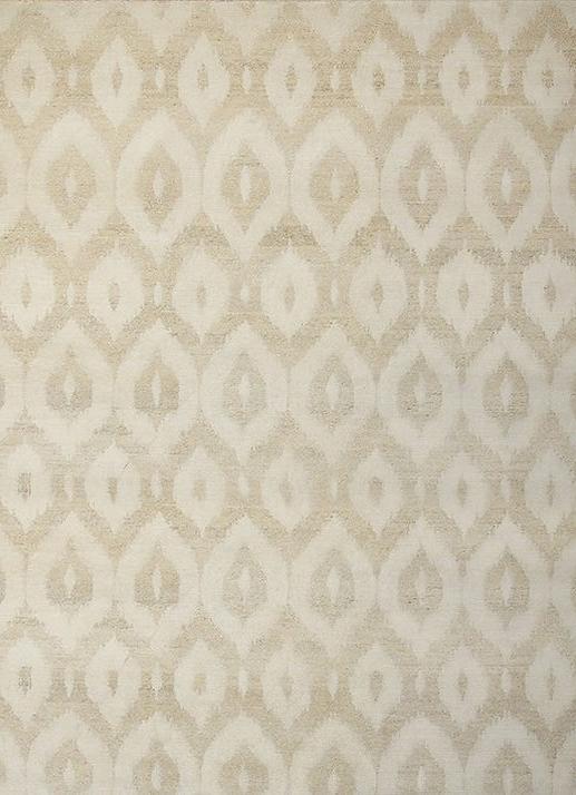 Ikat handgeknoopt wol beige vloerkleed