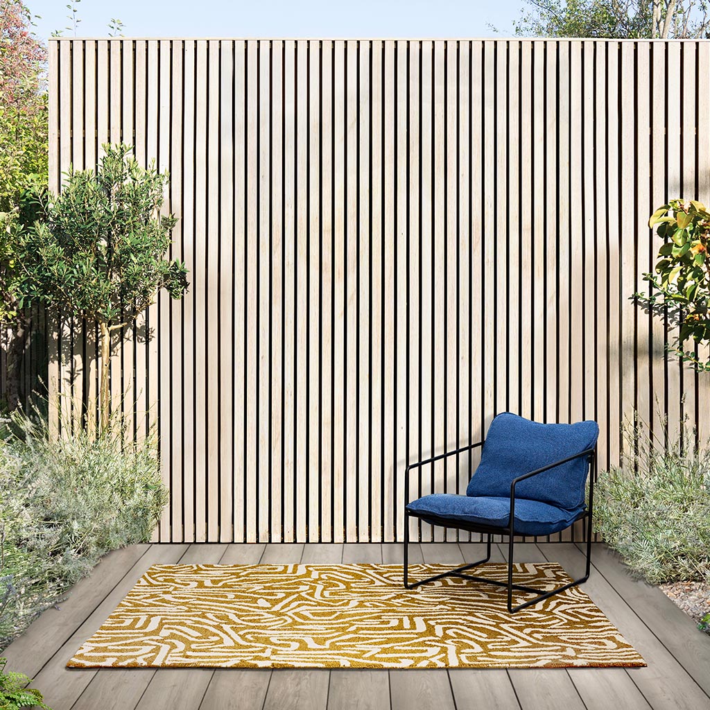 Melodic oker/goud outdoor vloerkleed