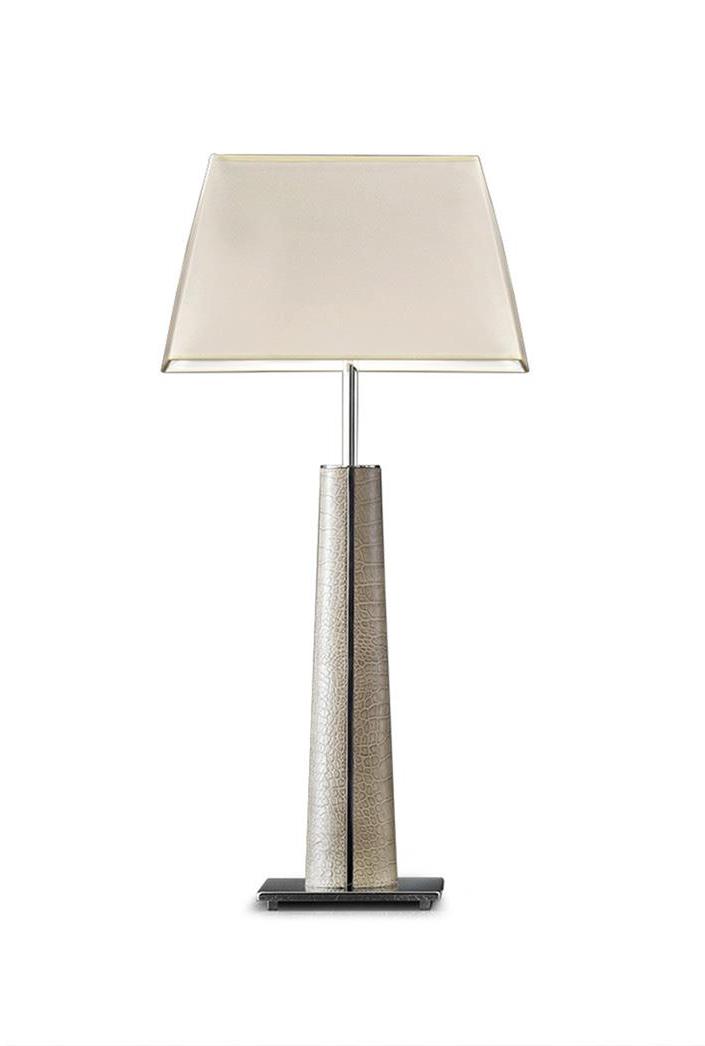 Petite lampe de table Élégance chrome & cuir