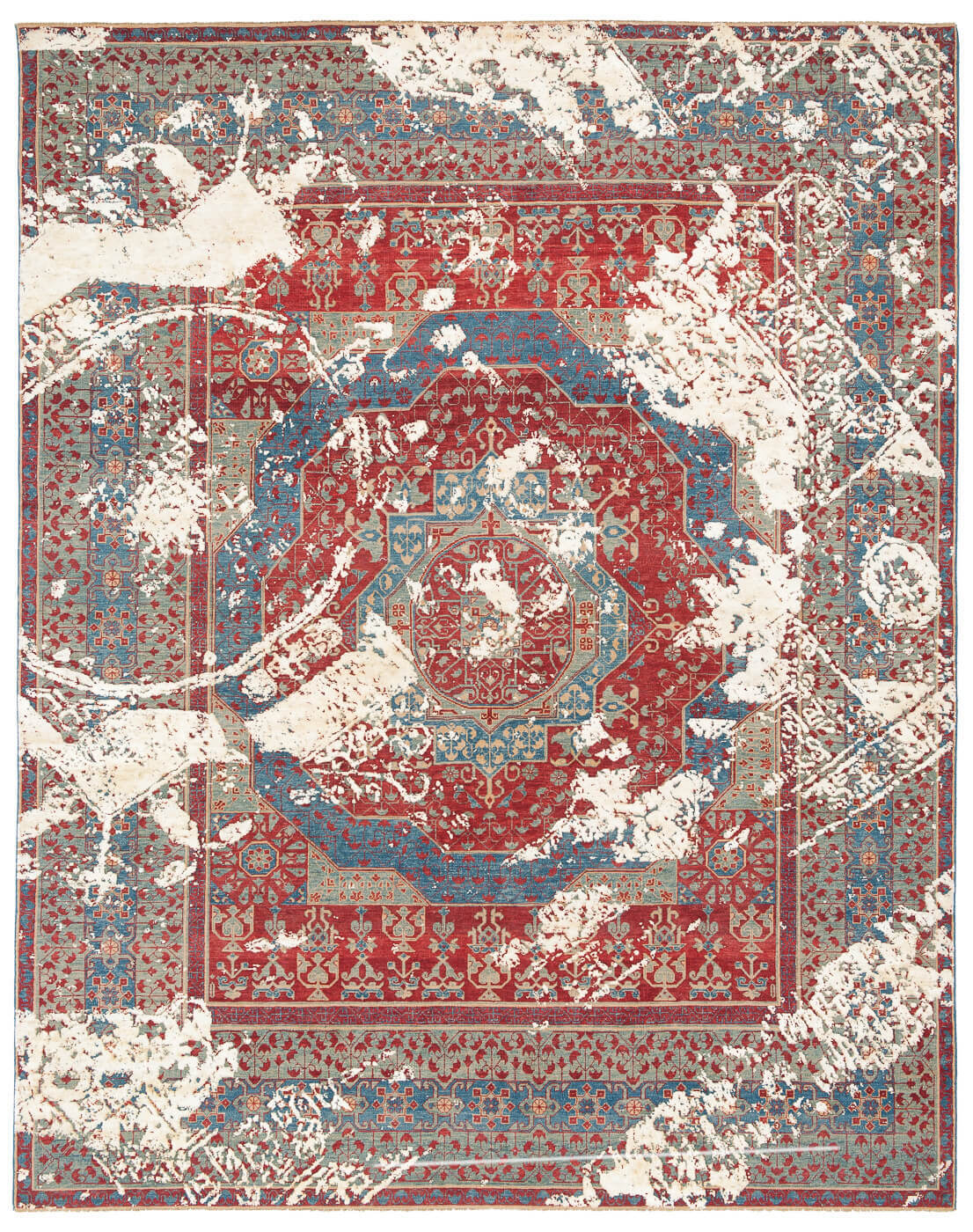 Tapis Mamluk Malena rouge soie non teinte