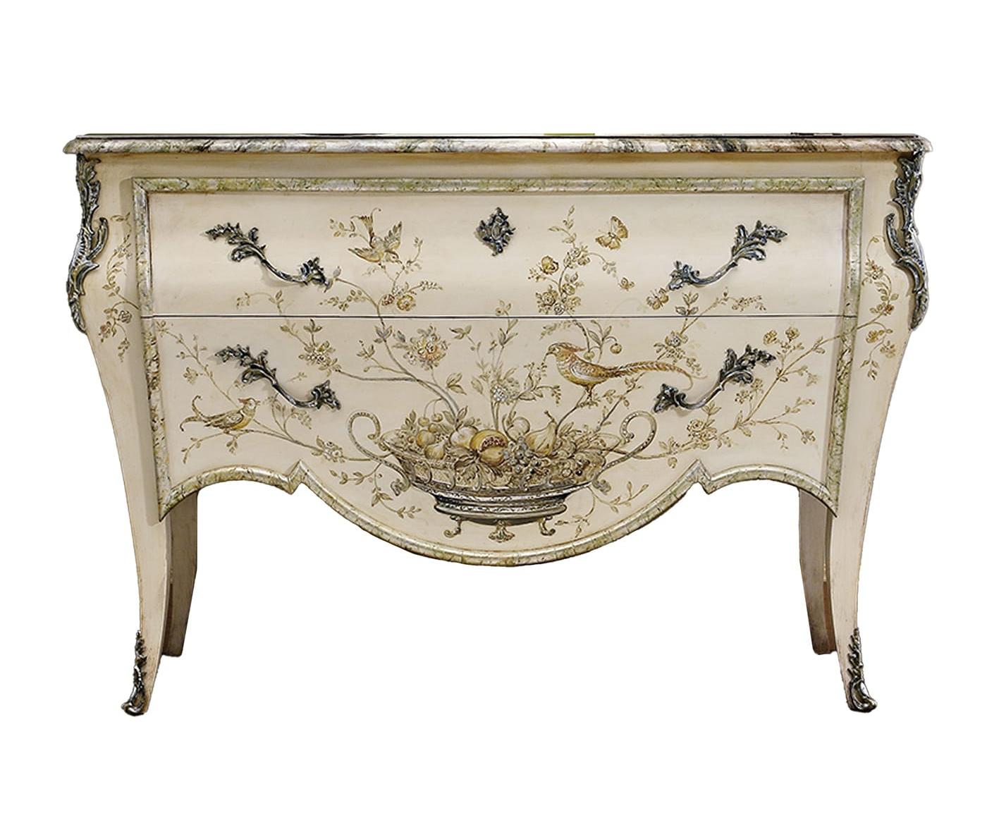 Commode style baroque avec finition en bois peint