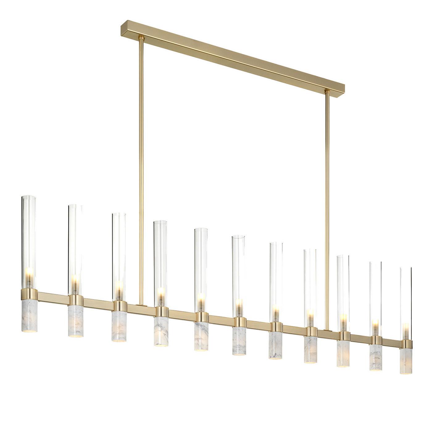 Lustre rectangulaire en marbre et verre moderne