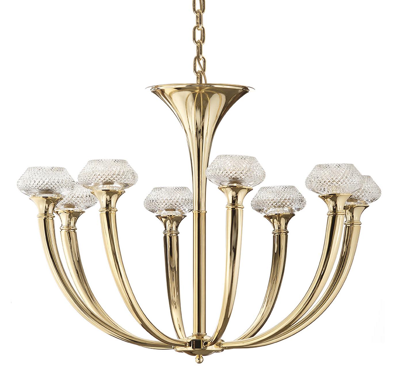 Gouden kristallen kroonluchter met 8 lichtpunten