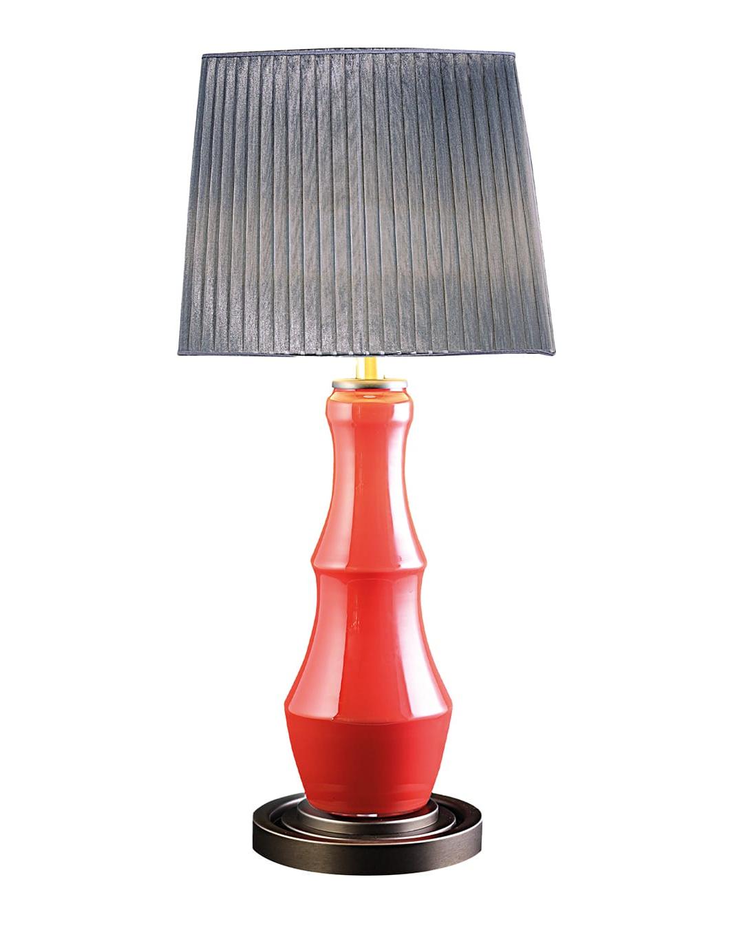 Lampe de table en verre soufflé rouge corail