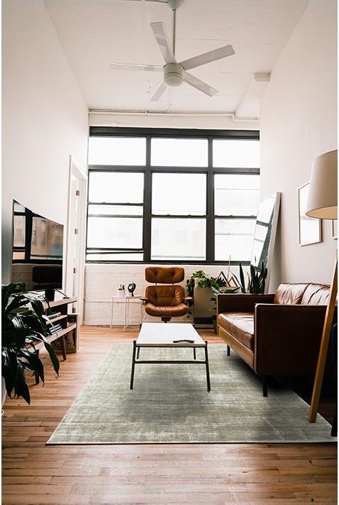 Effen viscose vetiver tapijt | Maat: 200 × 300 cm