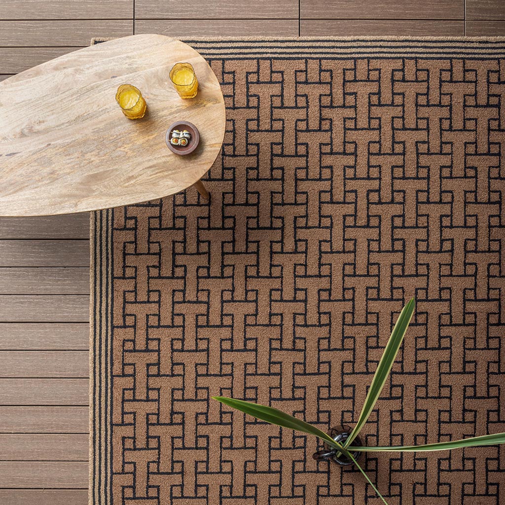 Tapis d’extérieur Monogram brun | Taille: 250 × 350 cm