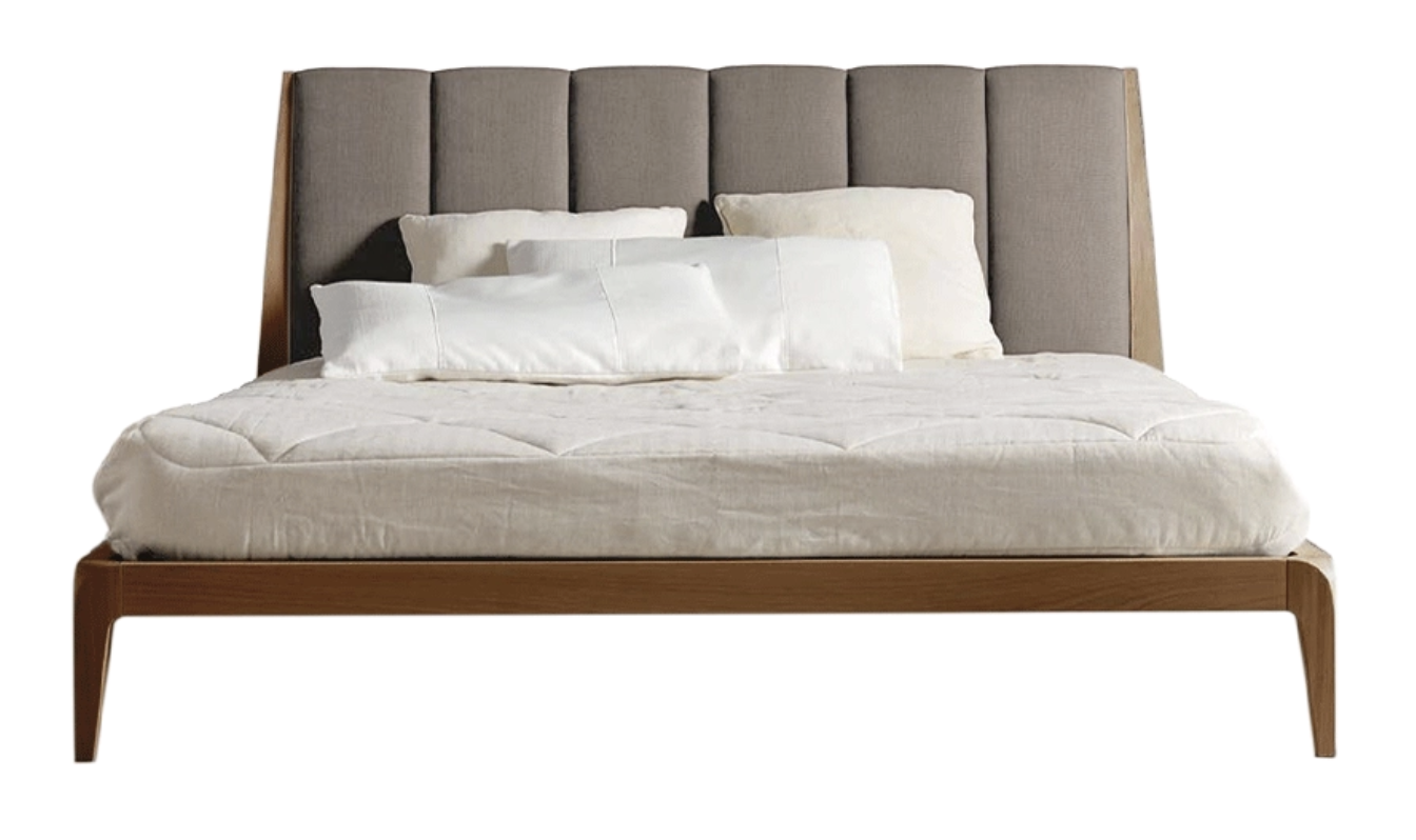 Verso Nord modern bed | Afwerking: Natural solid walnut | Bekleding: Linen BEL-LINO G075 100