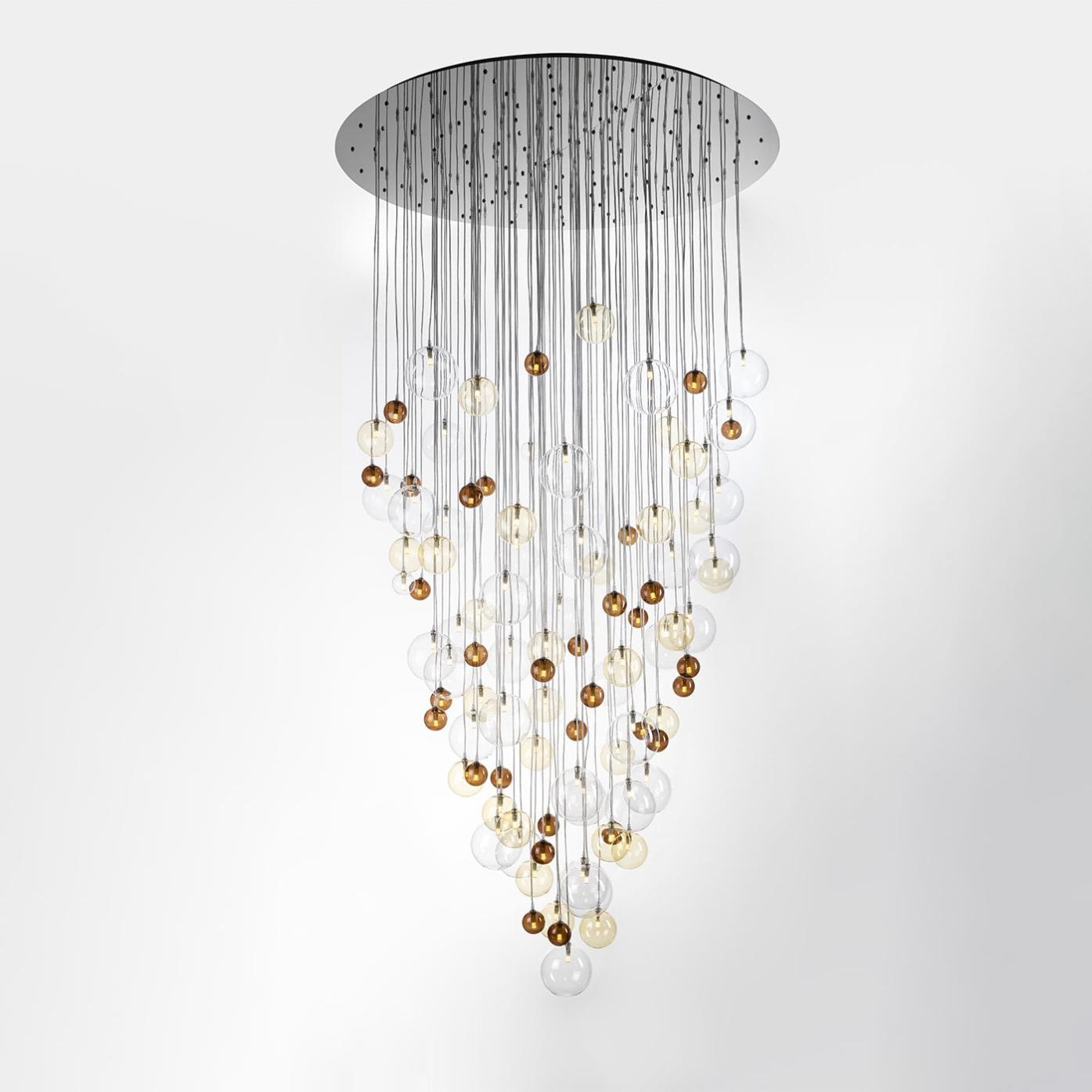 Cascade kroonluchter met multicolor glazen bollen
