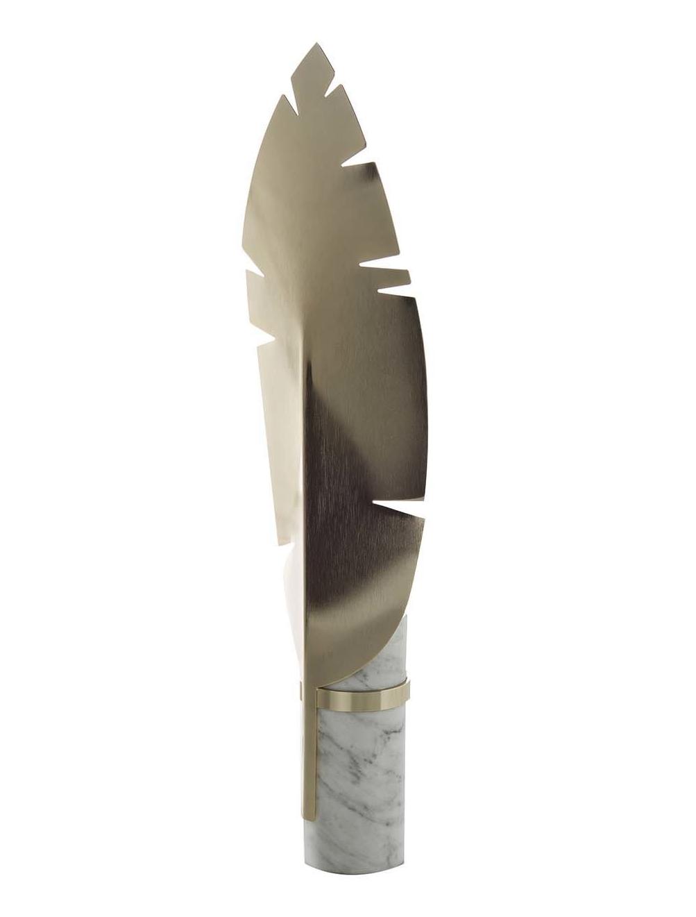 Lampe de table en marbre de Carrare feuille