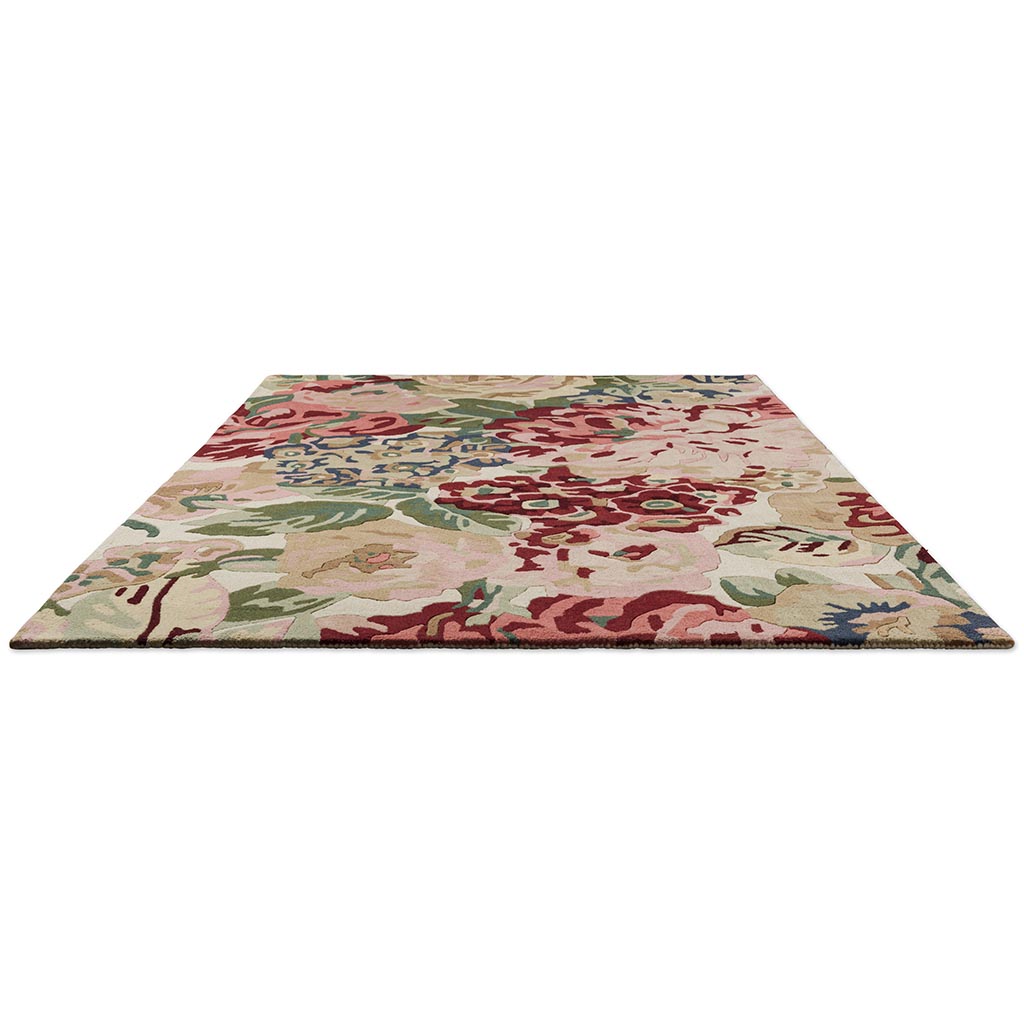 Rose & Peony rood designer vloerkleed
