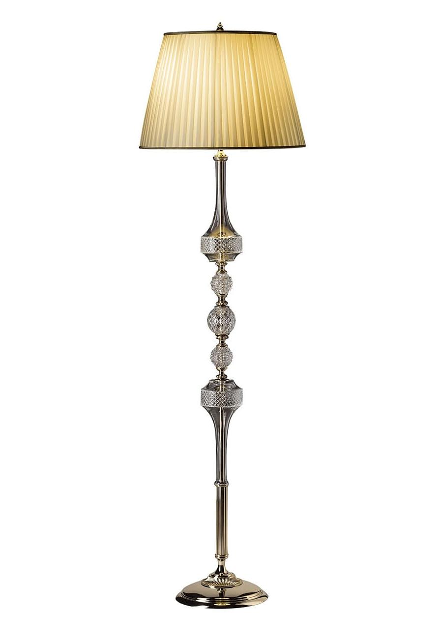 Lampadaire en cristal avec abat-jour conique ivoire