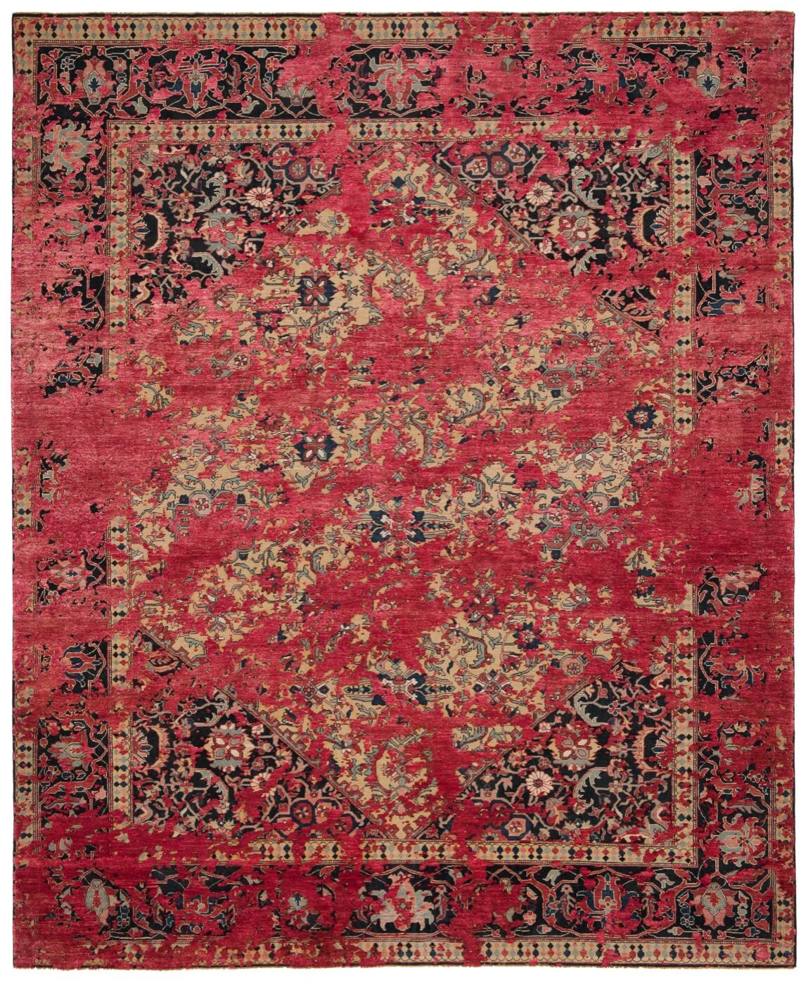 Serapi Queensbury Double Sky geel Scarlett zijden tapijt | Maat: 200 × 300 cm