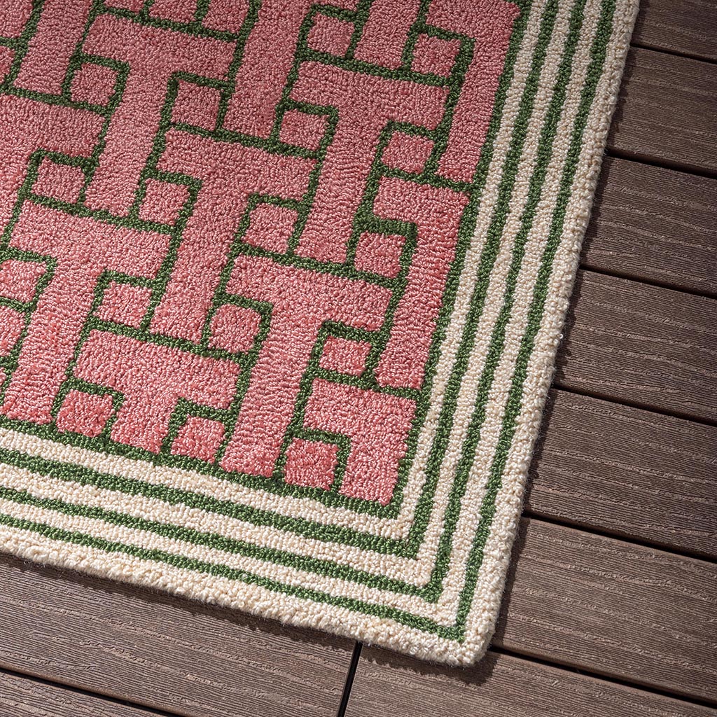 Monogram roze outdoor vloerkleed | Maat: 250 × 350 cm