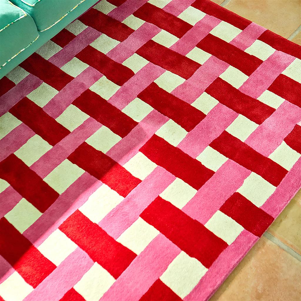 Tapis Basket Weave corail/rose