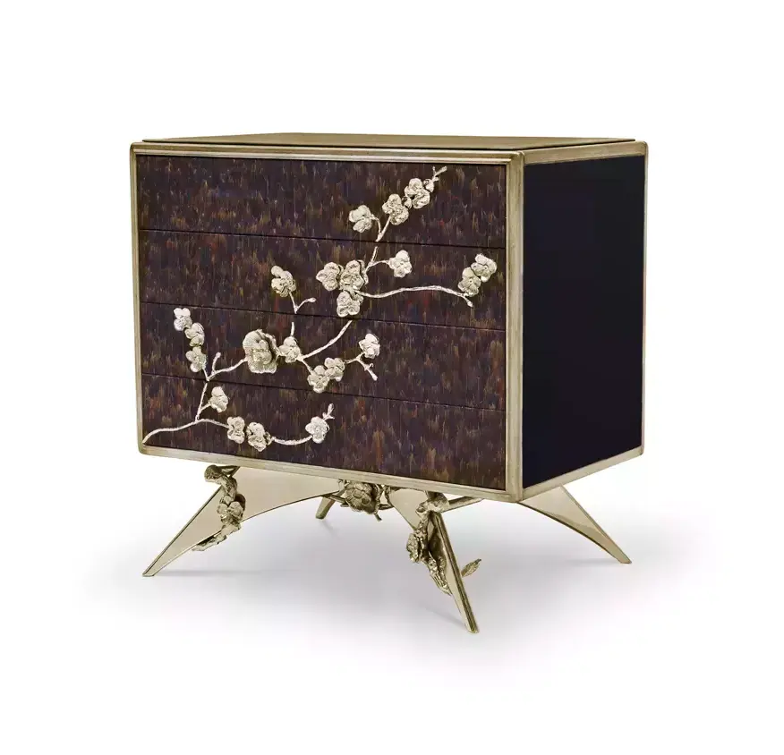 Table de nuit plumes violettes Mirage