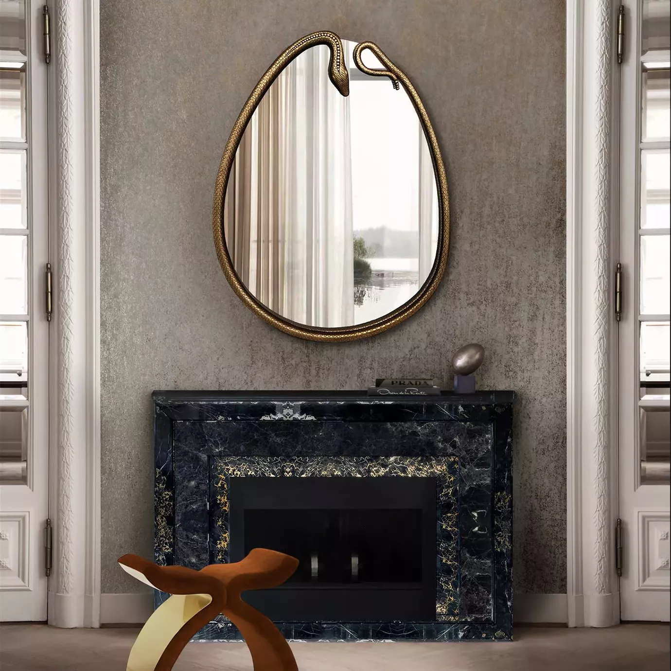 Miroir mural Serpentine en forme de poire