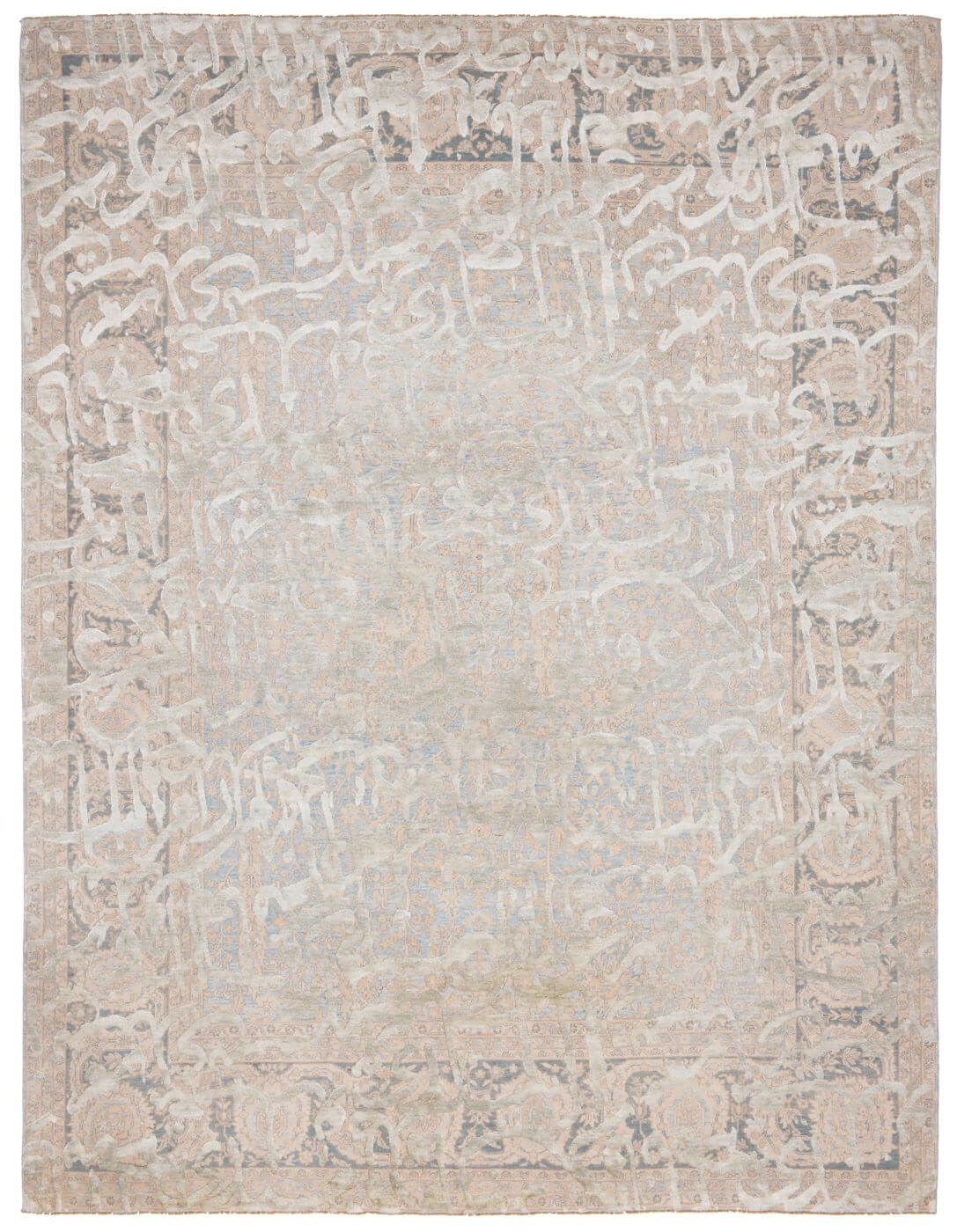 Tapis Tabriz Wooster Tamreen bleu ciel gris argenté en soie