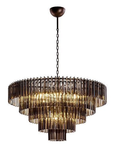 Lustre rond avec trihedrons fumés chocolat