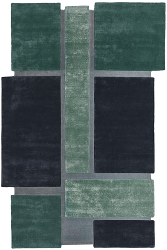 Art Deco designer groen blauw vloerkleed
