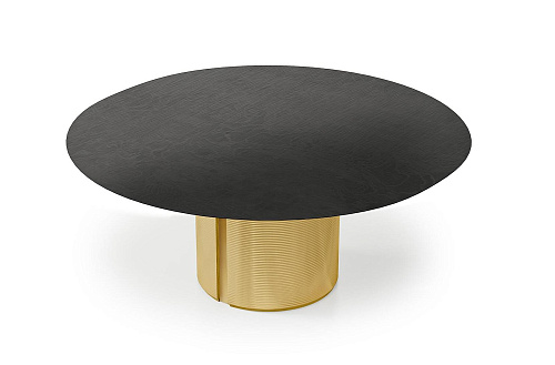Table ronde noire et dorée