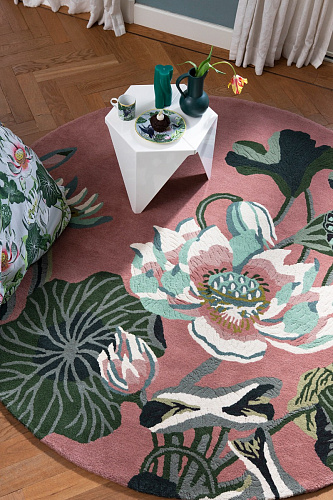 Waterlily stoffig roze rond vloerkleed