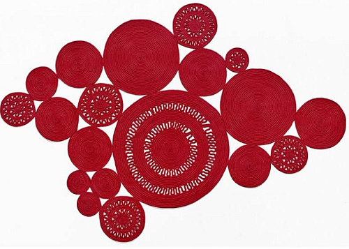 Gevlochten patchwork Red Beauty vloerkleed