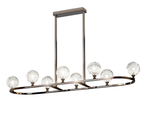 Lustre en nickel noir avec sphères en Pyrex miel