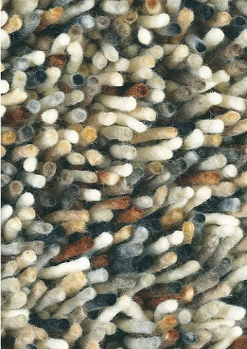 Rocks beige/grijze mix vilt wollen hoogpolig vloerkleed
