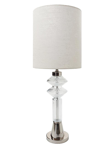 Lampe de table en verre de Murano finition nickel poli