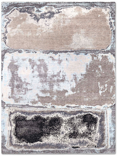 Zilver grijs abstract handgemaakt luxe vloerkleed