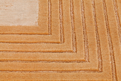 Hand Knotted geel frame wol & viscose vloerkleed