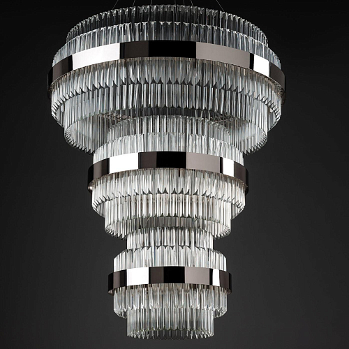 Nikkel ronde kroonluchter met triedro glas