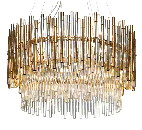 Lustre Bamboo en verre et or
