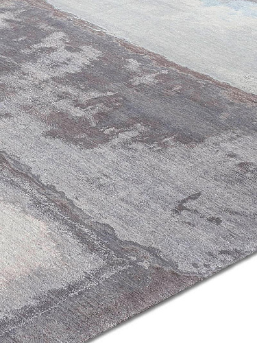 Zilver grijs handgemaakt luxe vloerkleed