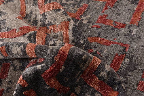Hand-geknoopt bamboezijde abstract Indiaas vloerkleed