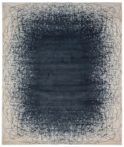 Ballpoint Art 6 donkerblauw wit vloerkleed