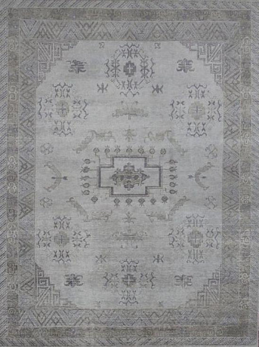 Tapis noué à la main Khotan laine gris
