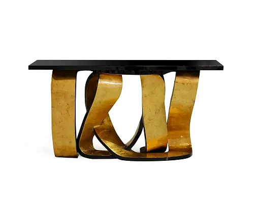 Console dorée à la feuille Ribbon