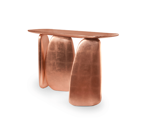 Console cuivrée sculpturale