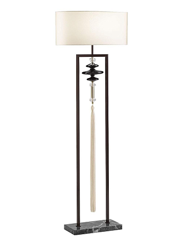 Lampadaire avec socle en marbre et abat-jour ivoire