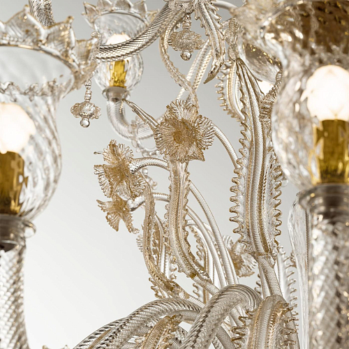 Gouden Murano glazen wandlamp met 3 lichtpunten