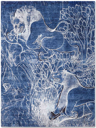 Two Lions Navy handgeweven vloerkleed
