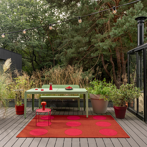 Festival Dots rood outdoor vloerkleed