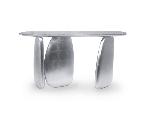 Console argentée sculpturale