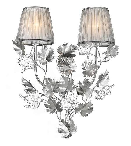 Leaf Design zilveren Murano glazen wandlamp